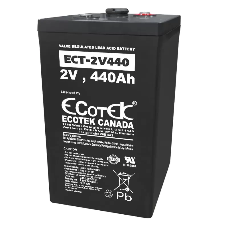 Ắc quy ECOTEK ECT-2V440 2V-440AH Khô, kín khí, miễn bảo dưỡng
